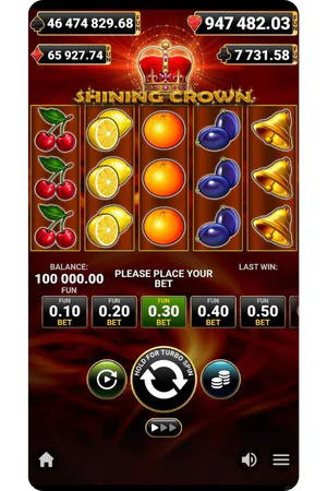 Shining Crown hoofdscherm speloverzicht interface gokkast